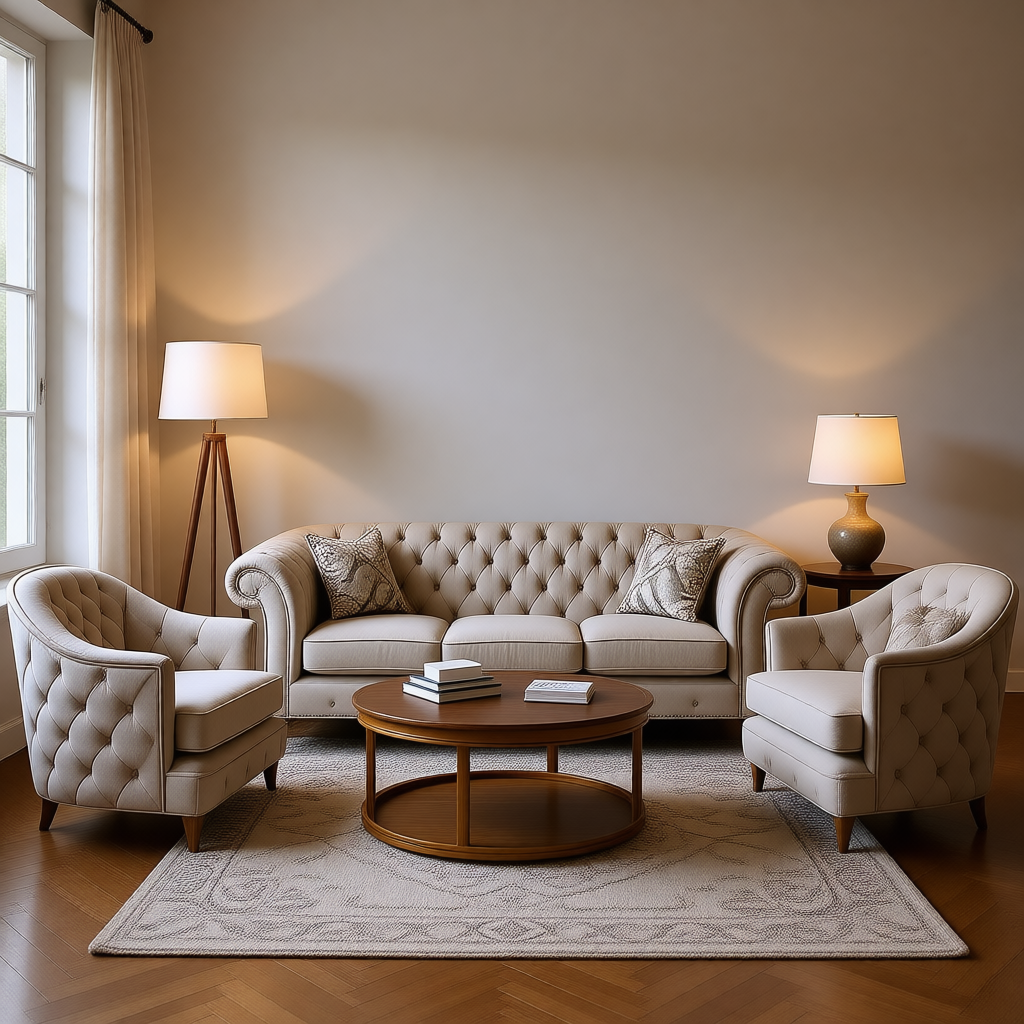 Sofa set - 3+1+1 Seater Sofa Set (Fabric, Wood)